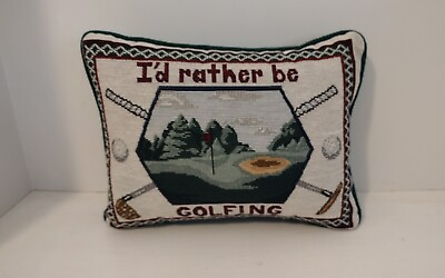 #ad Golfing Tapestry Pillow I#x27;d Rather Be Golfing Green Backing Man Cave Decor Golf $10.00