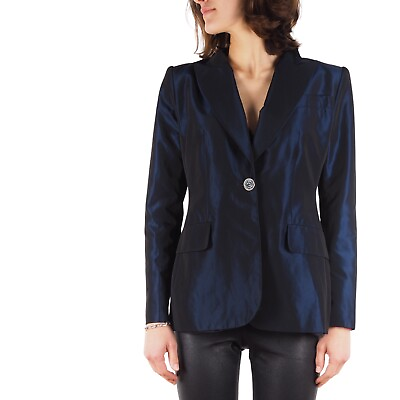 #ad Valentino Miss V Vintage Women#x27;s Blue Shimmer Designer Blazer Jacket size 42 8 $99.00