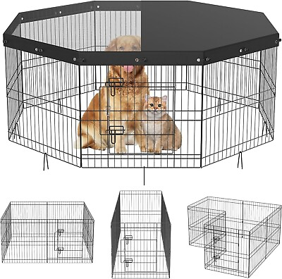 #ad VEVOR Dog Playpen 8 Panels Foldable Metal Dog Exercise Pen with Bottom Pad 24quot; H $19.99