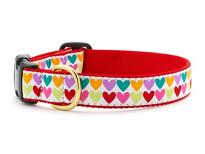 #ad Up Country Dog Collar Adjustable Pop Hearts Design Made In USA XS S M L XL XXL $24.00