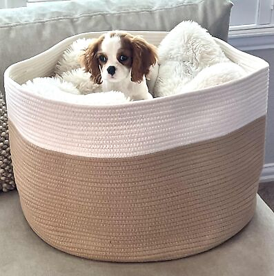 #ad Cotton Rope Basket Laundry Basket Home Organization Dog Bed Cat Bed ... $47.52