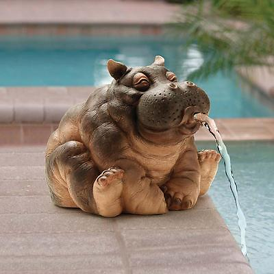 #ad Cute Happy Hippopotamus Hippo Home Garden Water Feature Ready Piped Statue $92.82