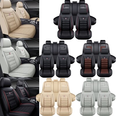 #ad For Ford Car Seat Cover Leather Full Set Front Rear Back Protectors Cushion Mat $84.90