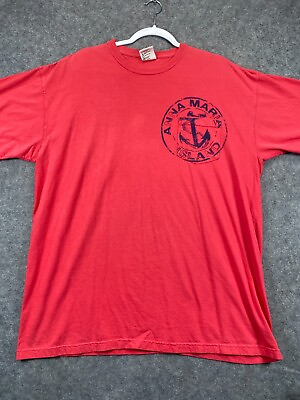 #ad Anna Maria Island T Shirt Mens XL Pink Anchor Nautical Crew Graphic Short Sleeve $18.99