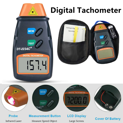 #ad Digital Tachometer Laser Photo Non Contact RPM Tach Meter Motor Speed Gauge LCD $11.98