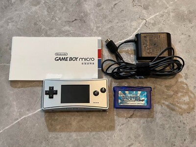#ad Nintendo Gameboy Micro Silver Game Console Used Tested w 1 Pokemon Game Charger $295.00