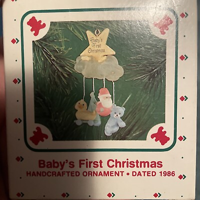 #ad Hallmark Keepsake Baby’s First 1st Christmas Mobile Ornament 1986 In Box Read De $32.99