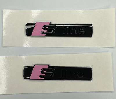 #ad For Audi S Line Side Fender Badge Emblem Sticker Car Body Bubble Gum Pink Black $50.99