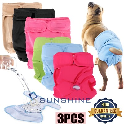 Reusable Washable Dog Diapers 3 Pack Dog Wraps for both Male and Female Dogs $18.59