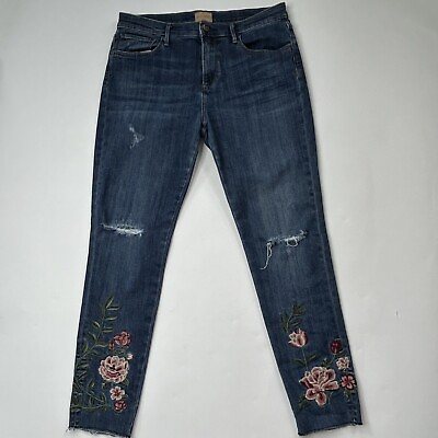 #ad Driftwood Women’s 31 Jackie Embroidered Jeans Mid Rise Stretch Distressed $59.97