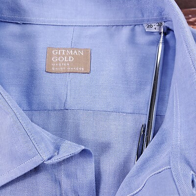 #ad Gitman Gold Master Shirtmakers Cotton Shirt in Blue Size 20 38 $28.21