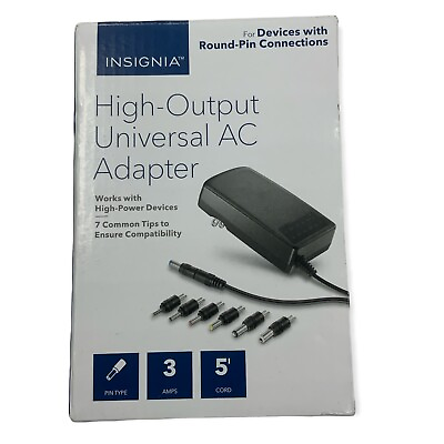 #ad Insignia 3000 mAh 3 amp Universal AC Adapter for High Output Devices Black $12.75