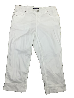 #ad bandolino pants mandie white cuff Capri Cropped womens 6 32 X 21 $15.25