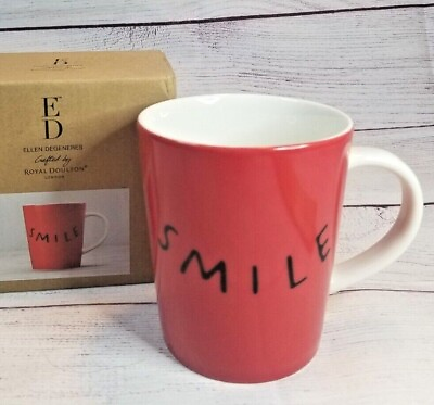 #ad Smile Red Mug Ellen Degeneres Collection Royal Doulton 16.5 oz New in Box $13.95