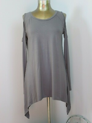 #ad NWT Adreamly Womens Size M 38 Gray Long Sleeve Cold Shoulder Top 320 19279 $24.95