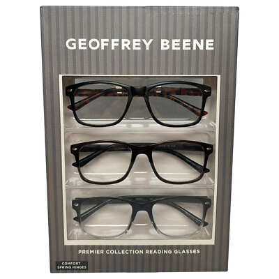 #ad Geoffrey Beene 3 PACK Gift Men#x27;s Reading Glasses BlackTortoiseDark Brown 2.00 $29.95