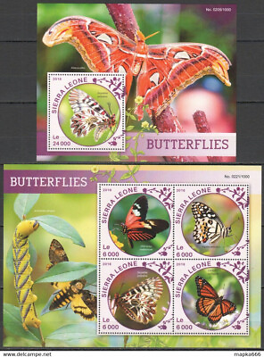 #ad ST449 2016 SIERRA LEONE FLORA amp; FAUNA INSECTS BUTTERFLIES 1KB1BL MNH STAMPS $2.50