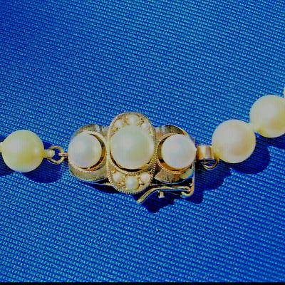 #ad PEARL NECKLACE VINTAGE CHOKER AMAZING 14K GOLD ART DECO CLASP $1200.00