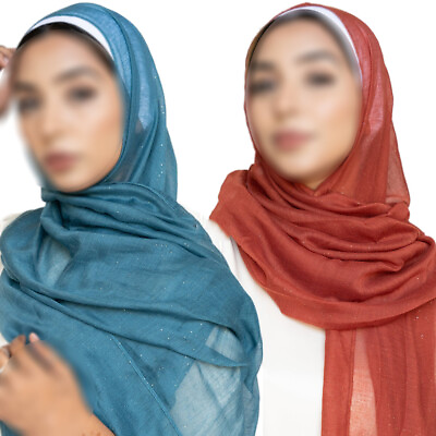 #ad Muslim Womens Hijab Scarf Shimmer Glitter Viscose Shawls and Wrap Headscarves $4.99