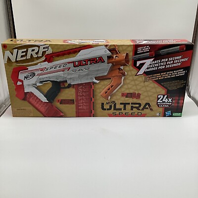 #ad NIB NERF F4929 Ultra Speed Motorized Dart Gun Blaster Orange Red White $29.99