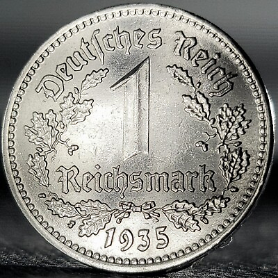 #ad Nazi Germany 1 Mark *Beautiful* Genuine WW2 Third Reich 1 Reichsmark Coin $14.99