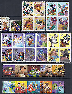 #ad US Disney Stamp Lot set 32 stamps 1968 2012 Singles Blocks Strips MNH pixar $27.33