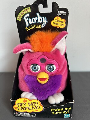 #ad 1999 Talking Furby Buddies Tiger Hasbro Pink Orange Purple Brand New w Tag Clean $114.99