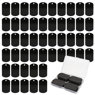 #ad 50 Pack Dog Tags Military Black Aluminum Tags Laser Engraving Blanks Rectan... $30.01
