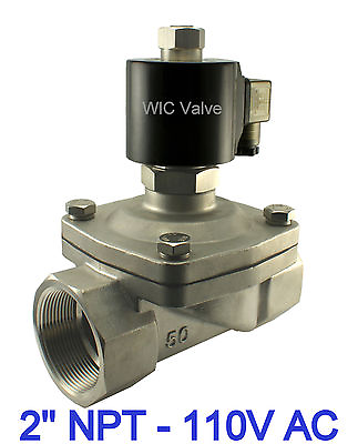 #ad 2quot; Inch Normally Open Stainless Electric Solenoid Valve 110V AC Viton Seal $339.99