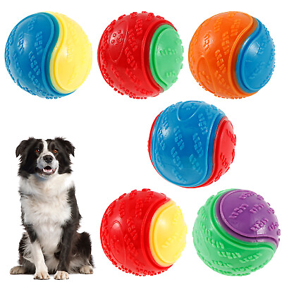 #ad 6x Squeaky Dog Balls Vibrant Color Squeaky Balls High Bouncy Dog Squeaky Toy AU AU $30.99