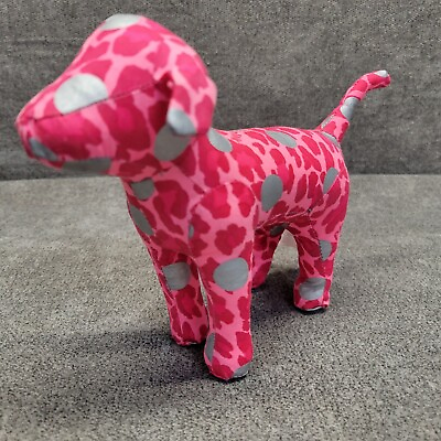 #ad Victorias Secret Pink Dog Plush Silver Polka Dots Mini 5.5quot; Stuffed Animal Toy $9.99