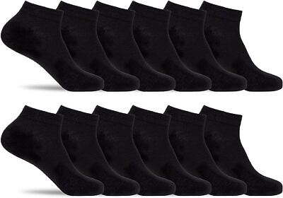 #ad Mens 3 Pairs Athletic Black Cushioned Cotton Socks Ankle Low Cut Size 9 11 10 13 $5.99