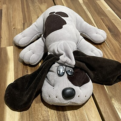 #ad Vintage 1985 Tonka Pound Puppies Puppy Large 18” Grey Brown Spotted Plush Dog $16.00