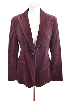 #ad PAUL STUART Womens 6 Velour Linen Blazer Jacket Size 6 Career Purple $62.95