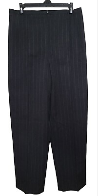 #ad Vintage 100% Wool Harve Bernard By Bernard Holtzman Size 12 Gray Pinstripe Pants $28.00