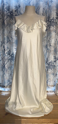 #ad Ralph Lauren Cream Off White Ivory Ruffle Top Slip Dress Bridal Small Wedding $100.00