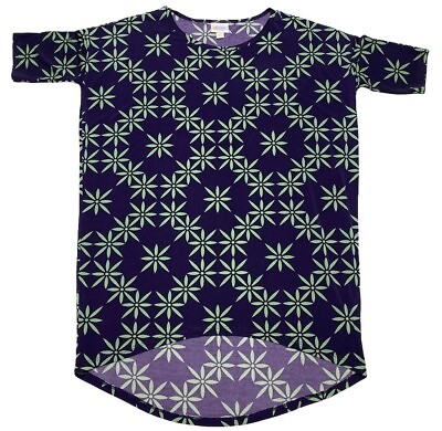 #ad LuLaRoe Irma Purple Green Floral Slinky High Low Tunic Top Sz XXS $25.65