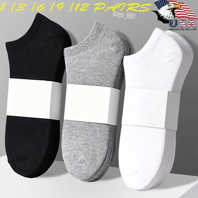 #ad Lot 12 Pairs Mens Womens Ankle Socks Sport Cotton Crew Socks Low Cut Invisible $7.28