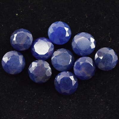 #ad 121 Ct Natural Blue African Sapphire Round Cut Loose Gemstone Lot 10 Pieces $19.79