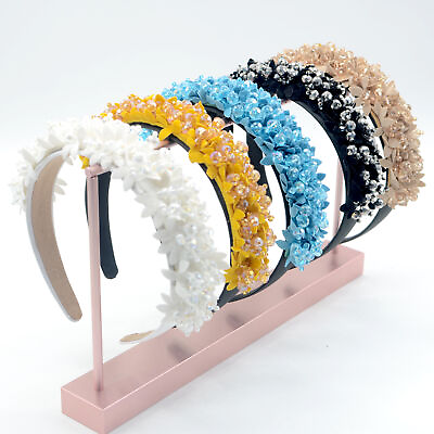 #ad Korean Baroque crystal hair band sponge wide edge handmade lace hair accessories $13.09