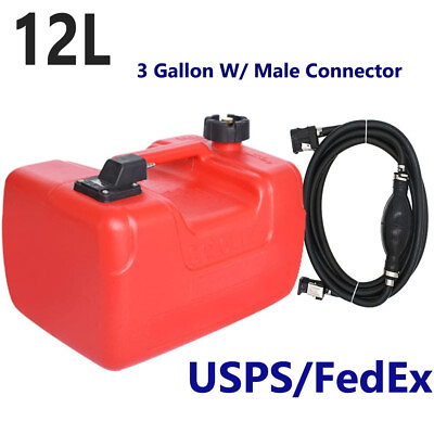#ad #ad 12L Fuel Tank Gas Tank Portable 3 Gallon Marine Outboard Boat Tank W Connector $55.84