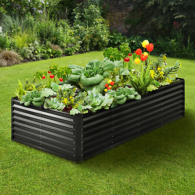 #ad VEVOR Galvanized Raised Garden Bed Planter Box 94.5x47.2x23.6quot; Flower Vegetable $91.99