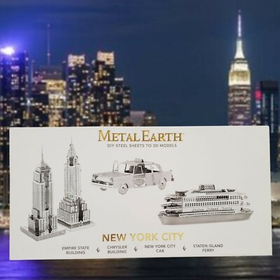 #ad Metal Earth New York City DIY Steel Four 3D Models Taxi Buildings Ferry RETIRED $29.99