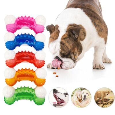 #ad Bone Shape TPR Interactive Dog Chew Toys Pet Rubber Bite Teeth Cleaning Toy $8.37