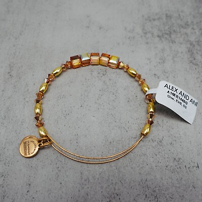#ad Alex And Ani Bracelet GLOW Gold Tone Swarovski Crystal Bangle 7 Inch Jewelry $19.99