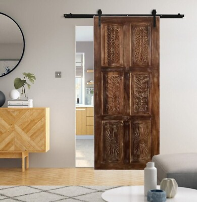 #ad Hand Carved Door Unique Sliding Barndoor Natures Harmony Door Paneled Doors $1678.24