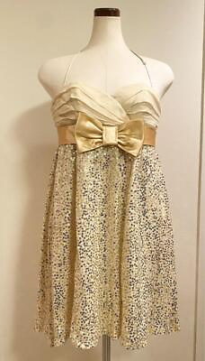 #ad Betsey Johnson Vintage Party Dress Y2K Sleeveless Size 0 Short Gold Sequins $112.65