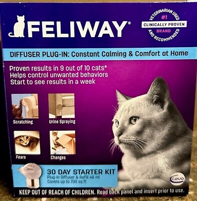 #ad Feliway 30 Day Starter Kit plug in DiffuserRefill $9.95