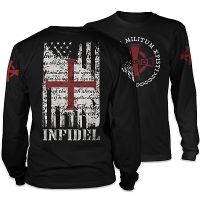 #ad American Infidel Long Sleeve Patriotic Shirt American Pride Veteran Support Tee $39.99