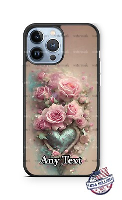 #ad Flowers Shabby Girl Pink Roses Heart Personalized Phone Case for iPhone Samsung $15.98